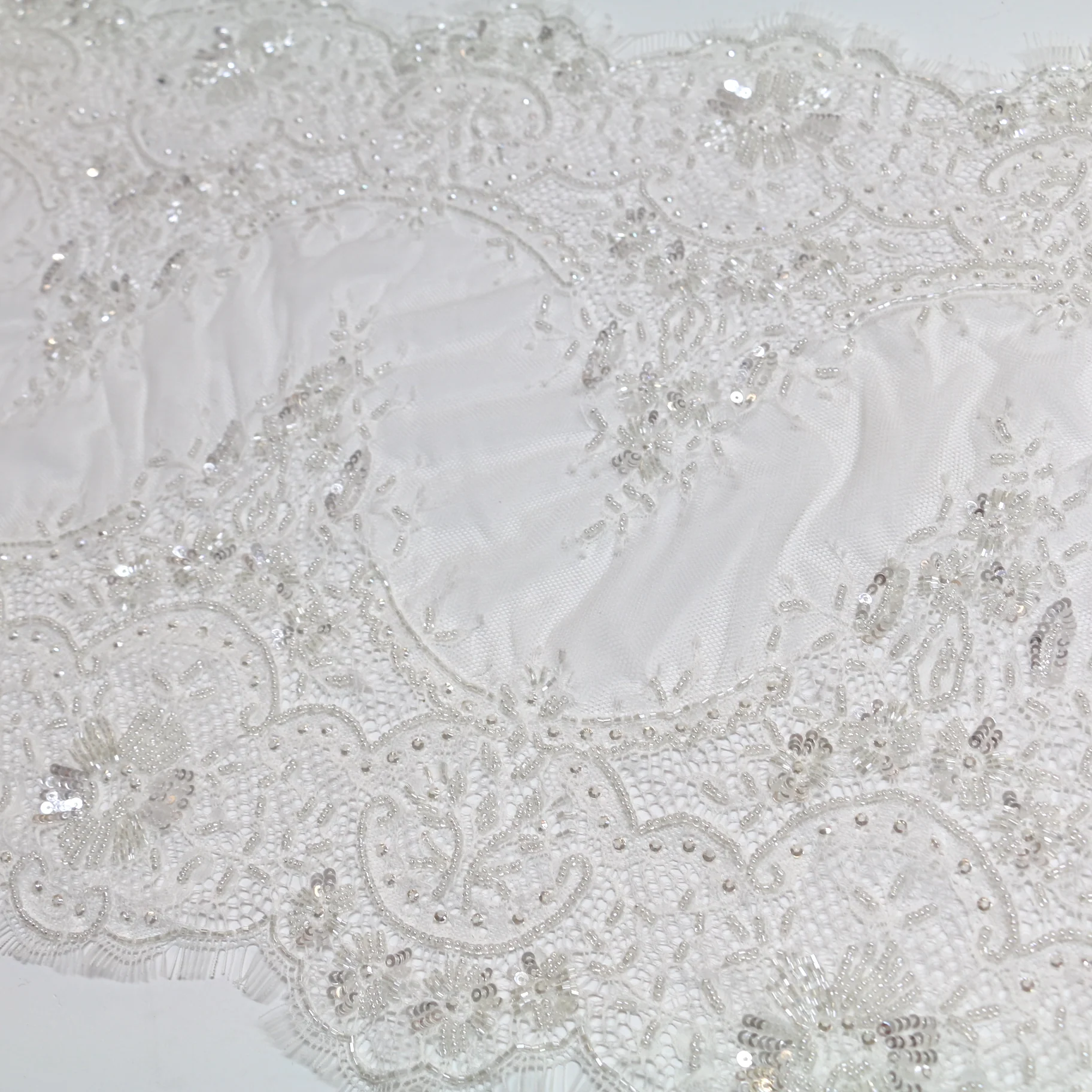 Luella Beaded Natural - Lace Trim - 35cm - Image 2