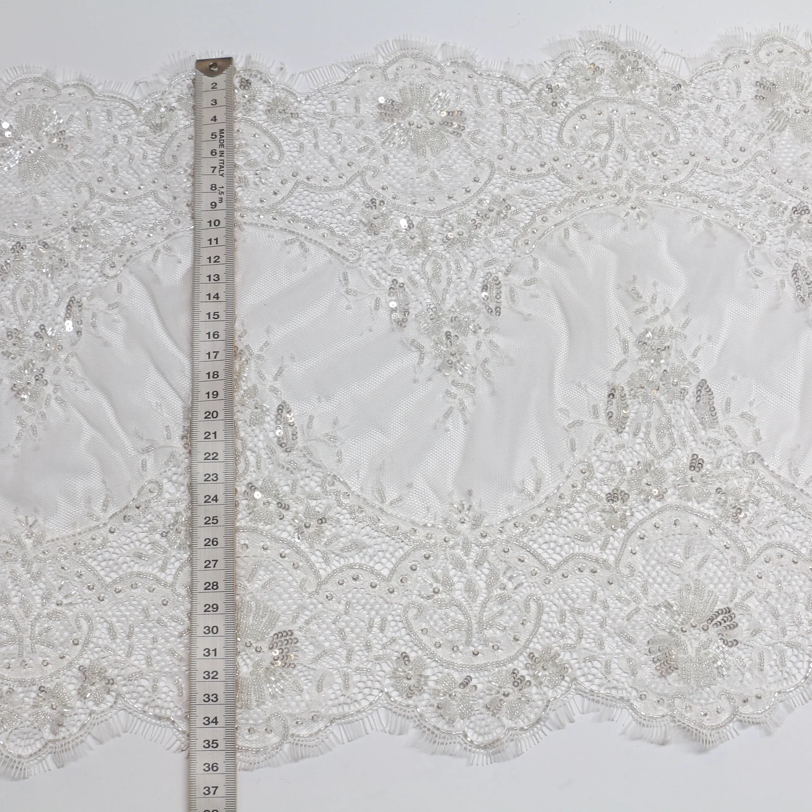 Luella Beaded Natural - Lace Trim - 35cm - Image 3