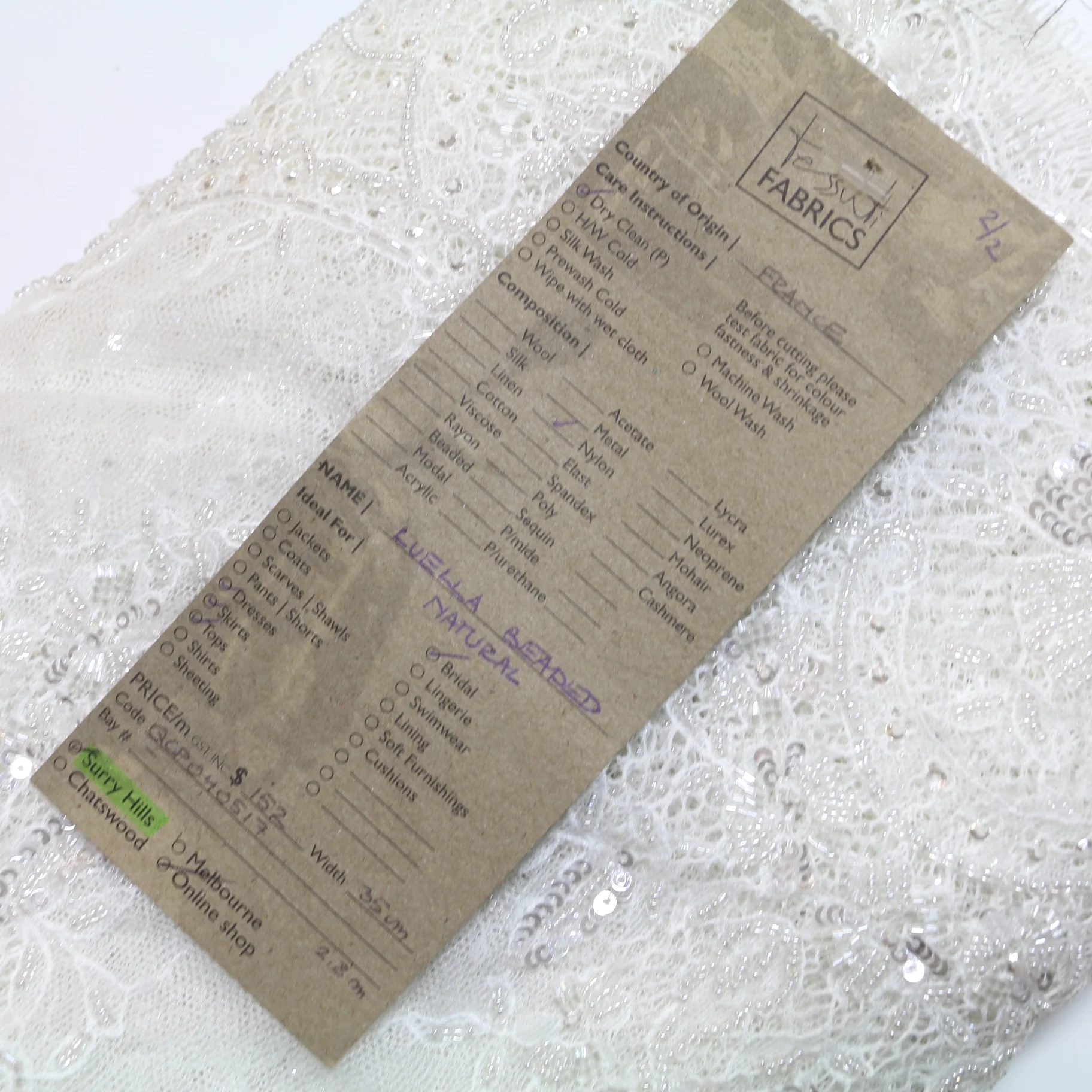 Luella Beaded Natural - Lace Trim - 35cm - Image 4