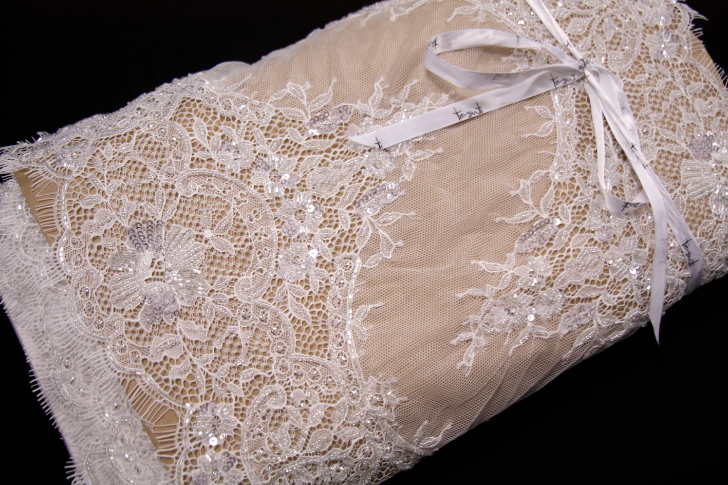 Luella Beaded Natural - Lace Trim - 35cm - Image 6