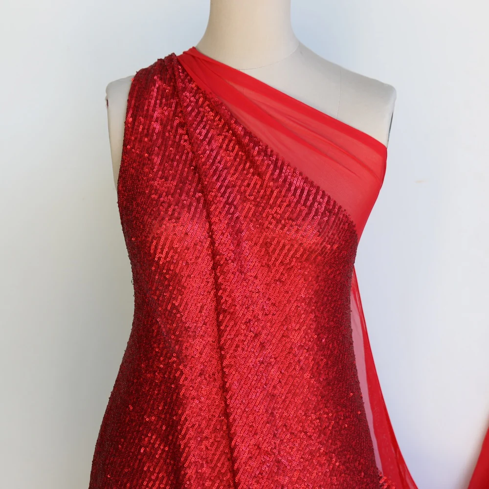 Luna Amore Red Sequinned Stretch Mesh - Image 5