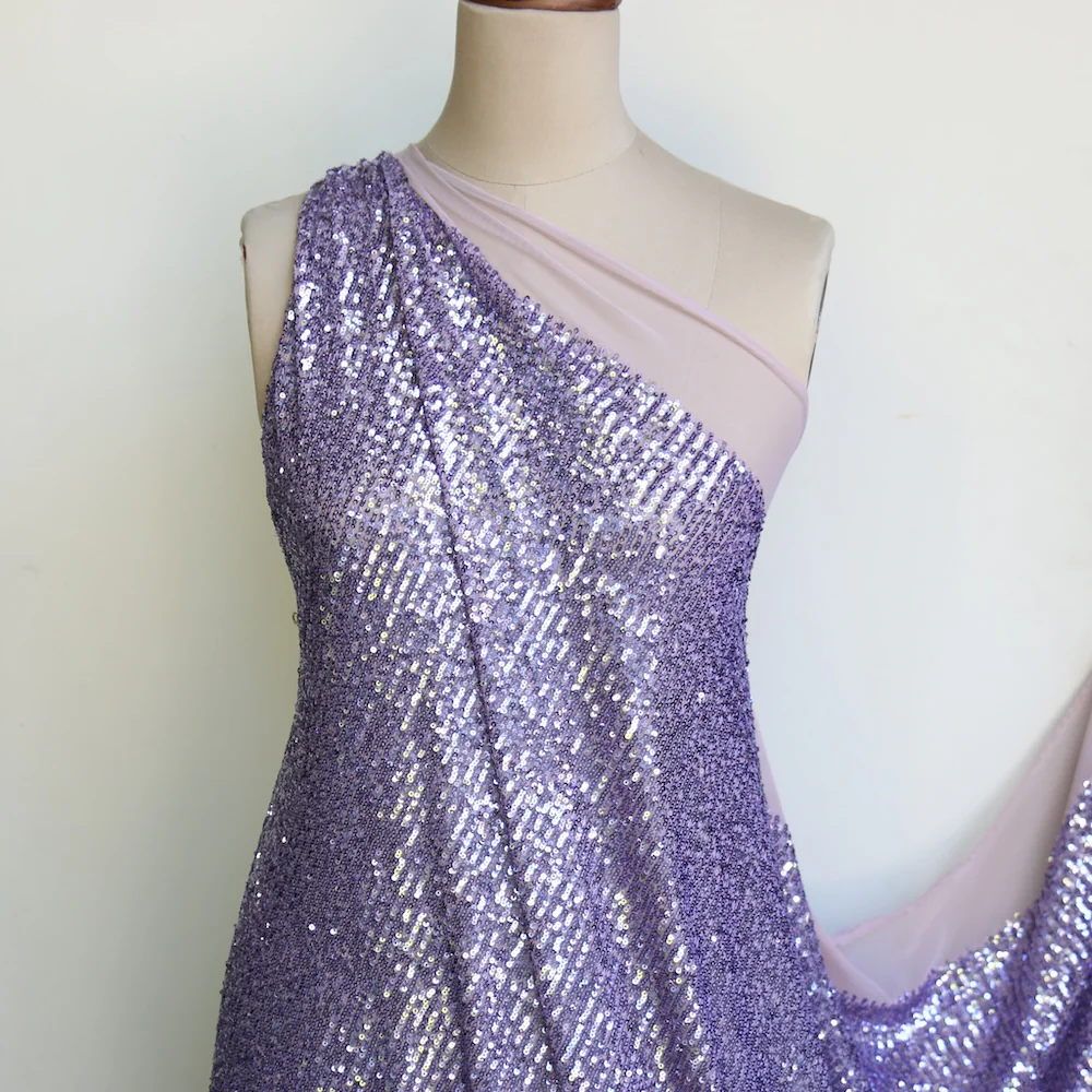 Luna Lilac Sequinned Stretch Mesh - Image 5