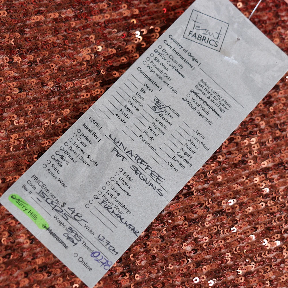 Luna Toffee Sequinned Stretch Mesh - Image 4