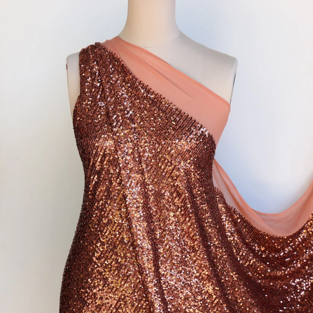 Luna Toffee Sequinned Stretch Mesh - Image 5