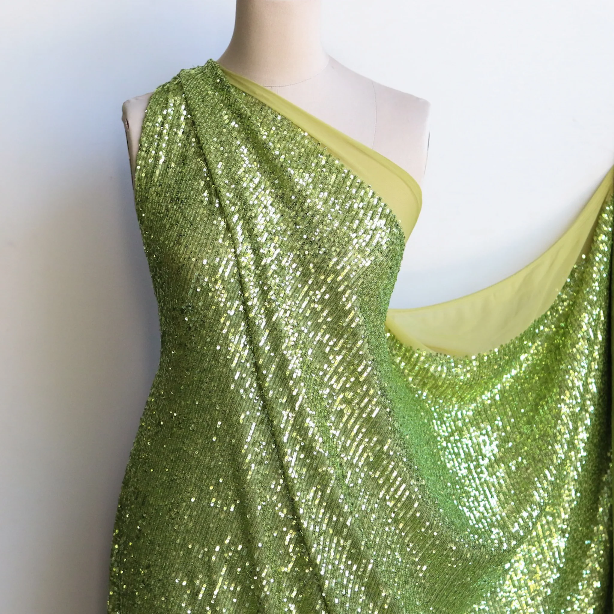 Luna Wasabi Sequinned Stretch Mesh - Image 4