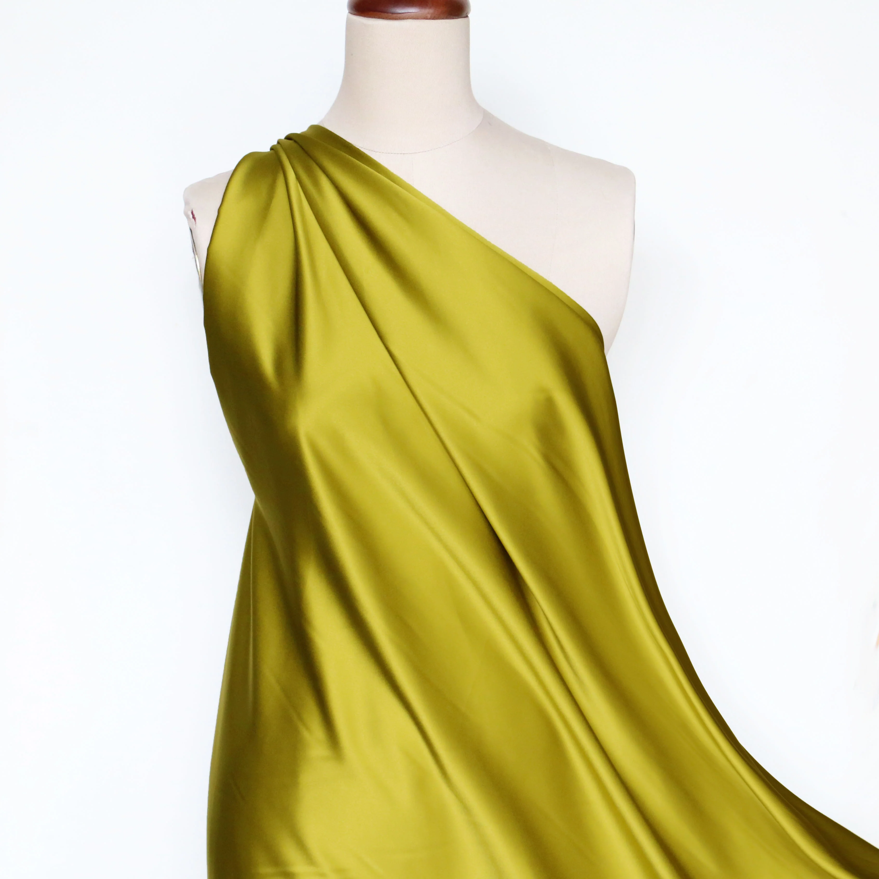 Warm Olive Silk Satin - 19mm - Image 3
