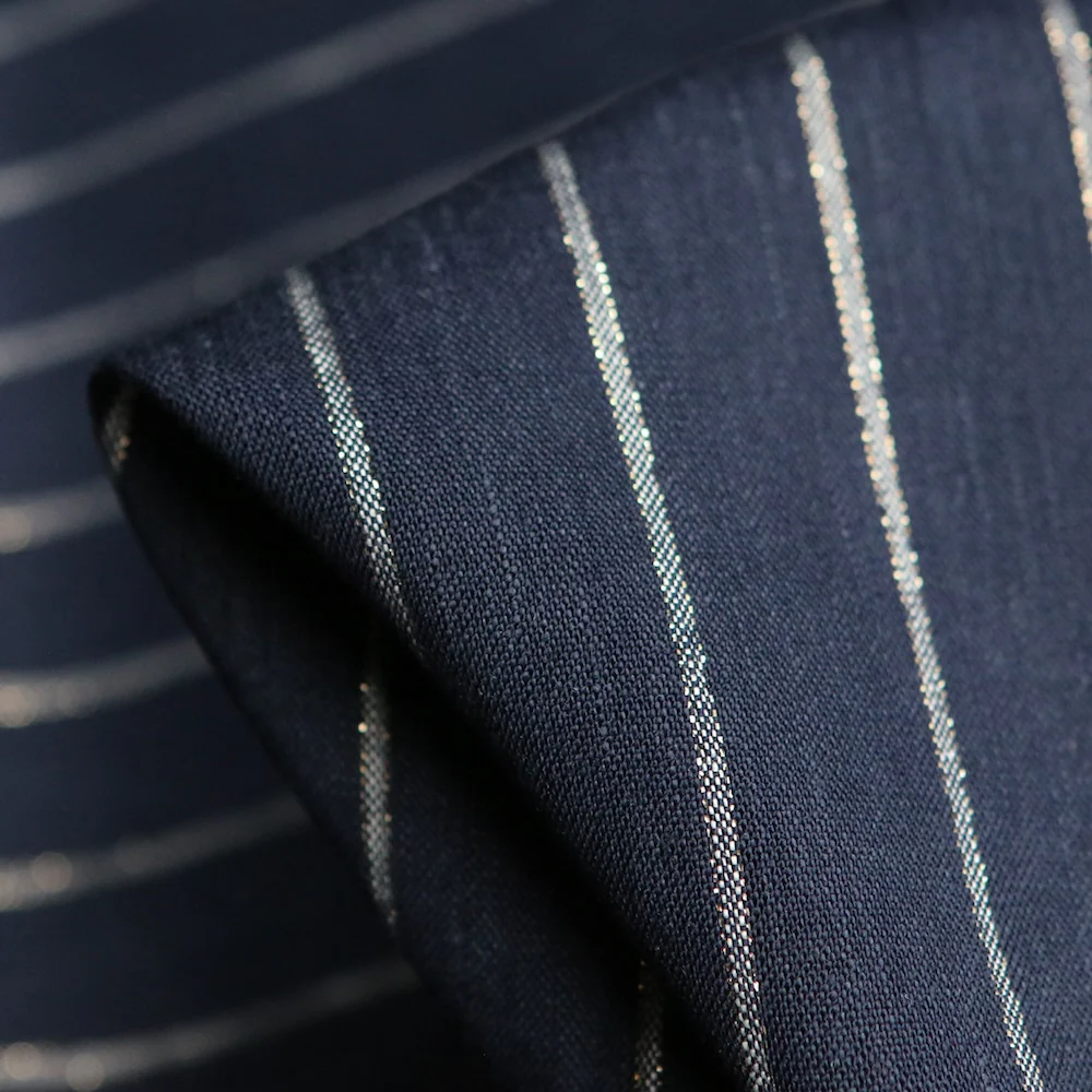 Maje Navy Lurex Stretch Linen/Viscose