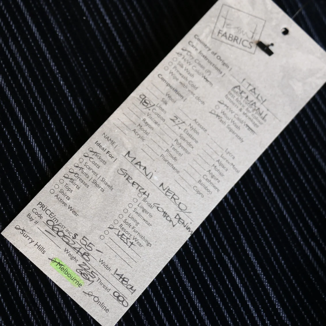 Mani Nero Cotton/Velvet Denim - Image 3