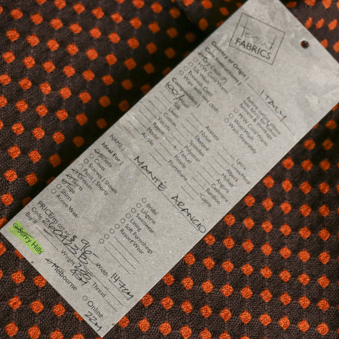 Mante Arancio Wool Jacquard Spot - Image 4