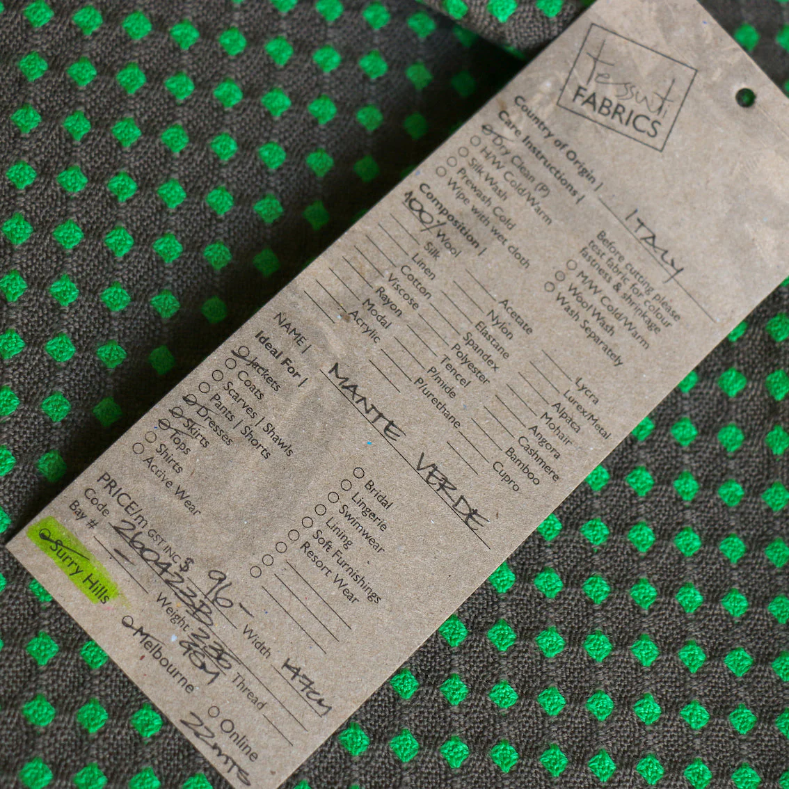 Mante Verde Wool Jacquard Spot - Image 4