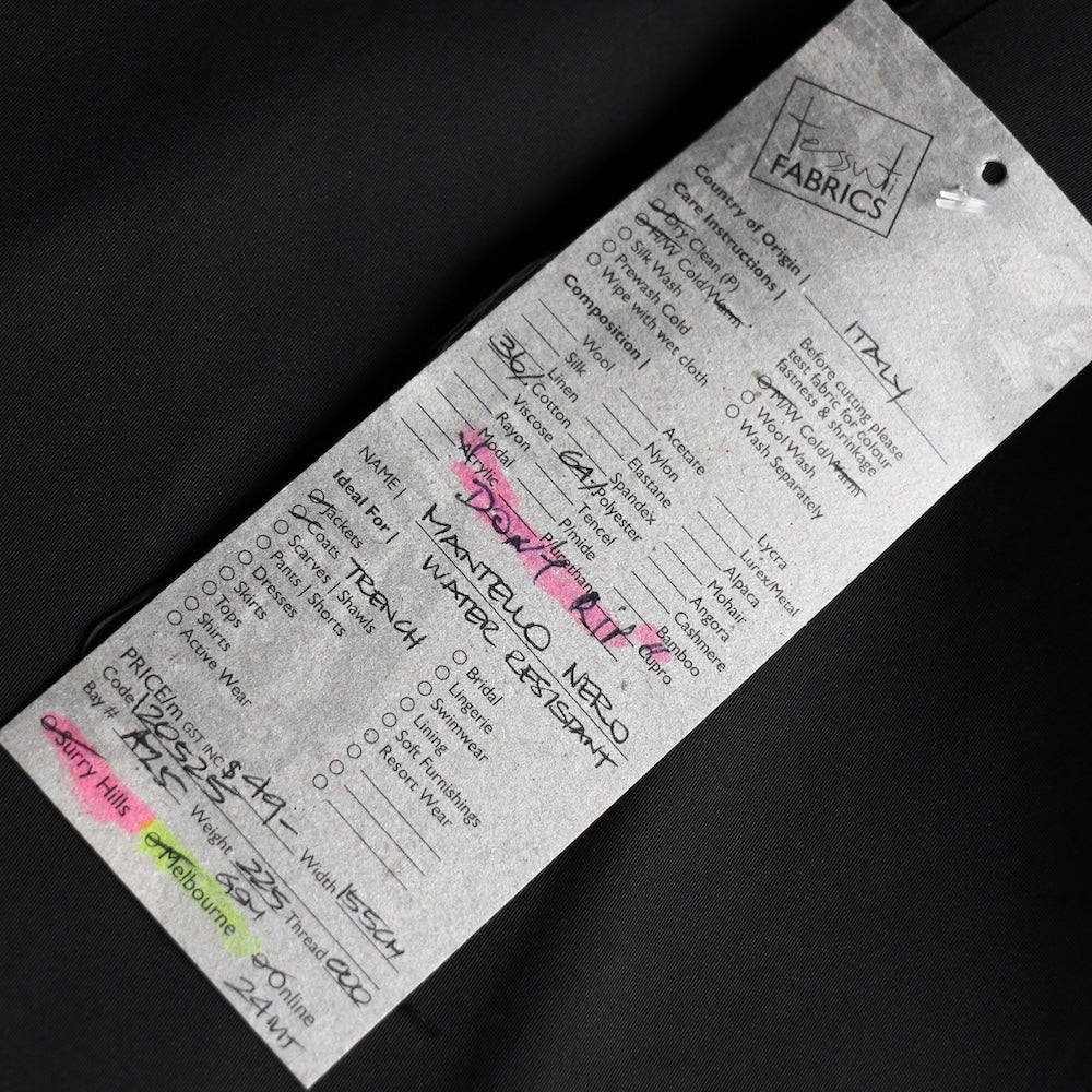 Mantello Nero Water Resistant Cotton/Polyester - Image 4