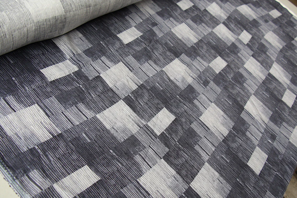 Marching Mono Stripes Washed Printed Linen - Image 3