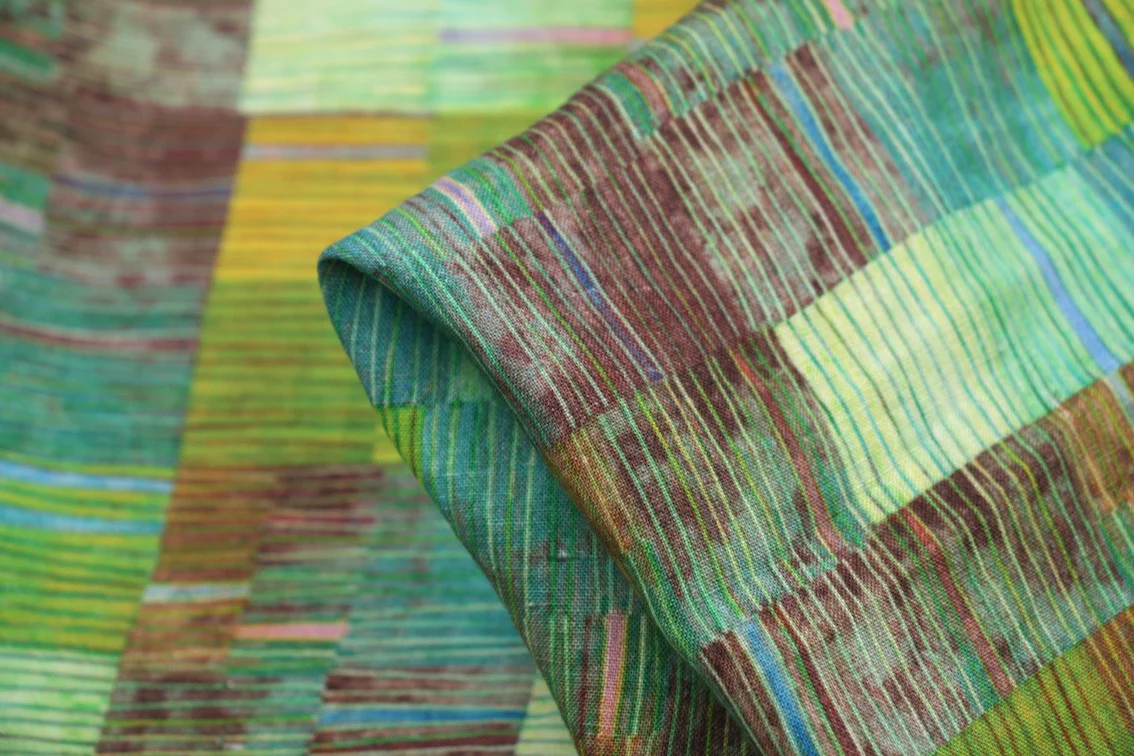 Marching Stripes Washed Printed Linen
