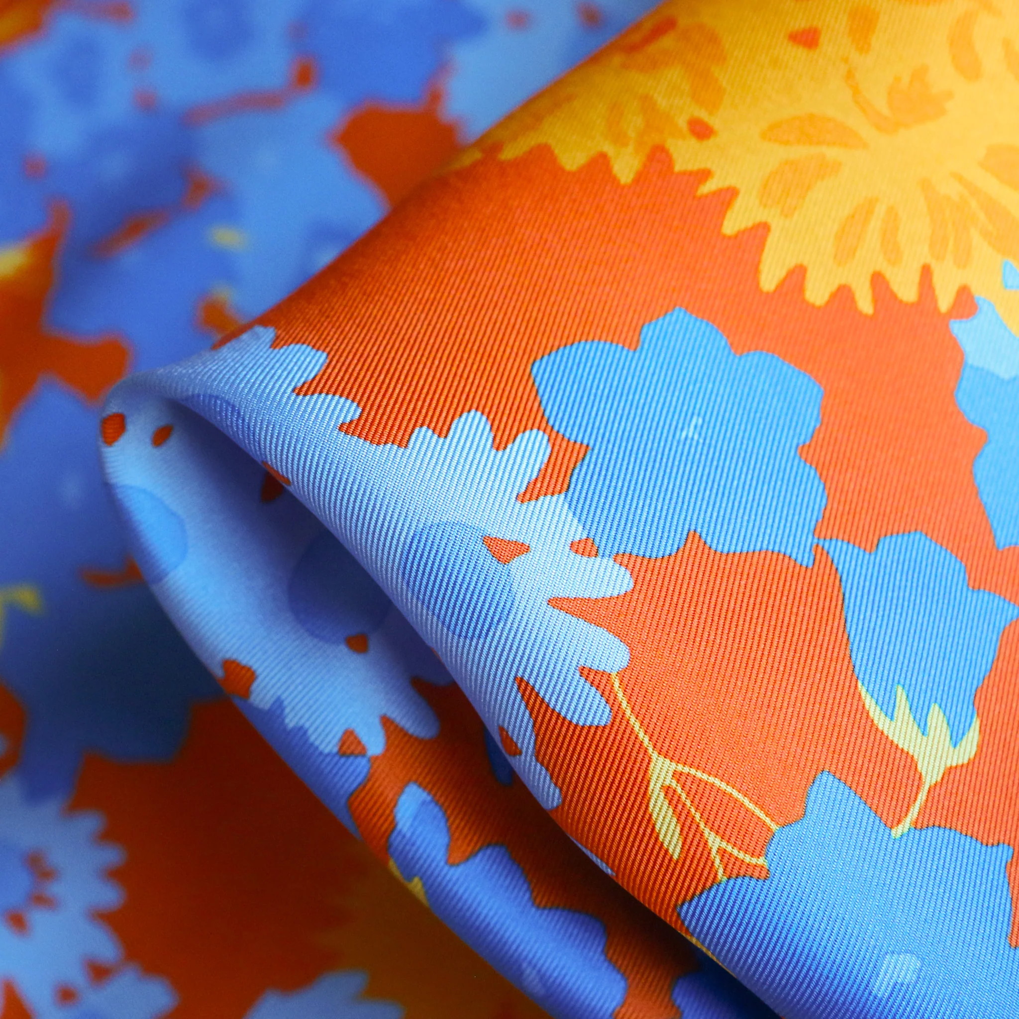 Marigold Blues Cream Silk Twill