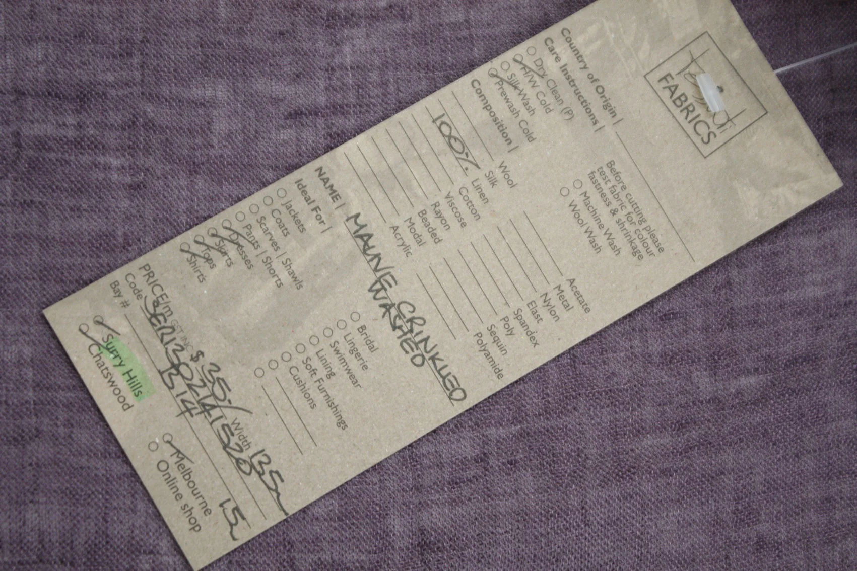 Mauve Crinkled Washed Linen - Image 3