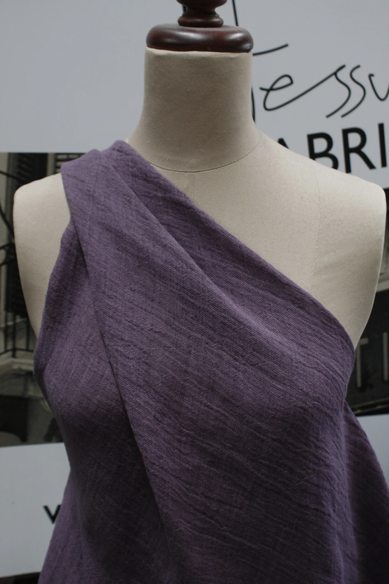 Mauve Crinkled Washed Linen - Image 4
