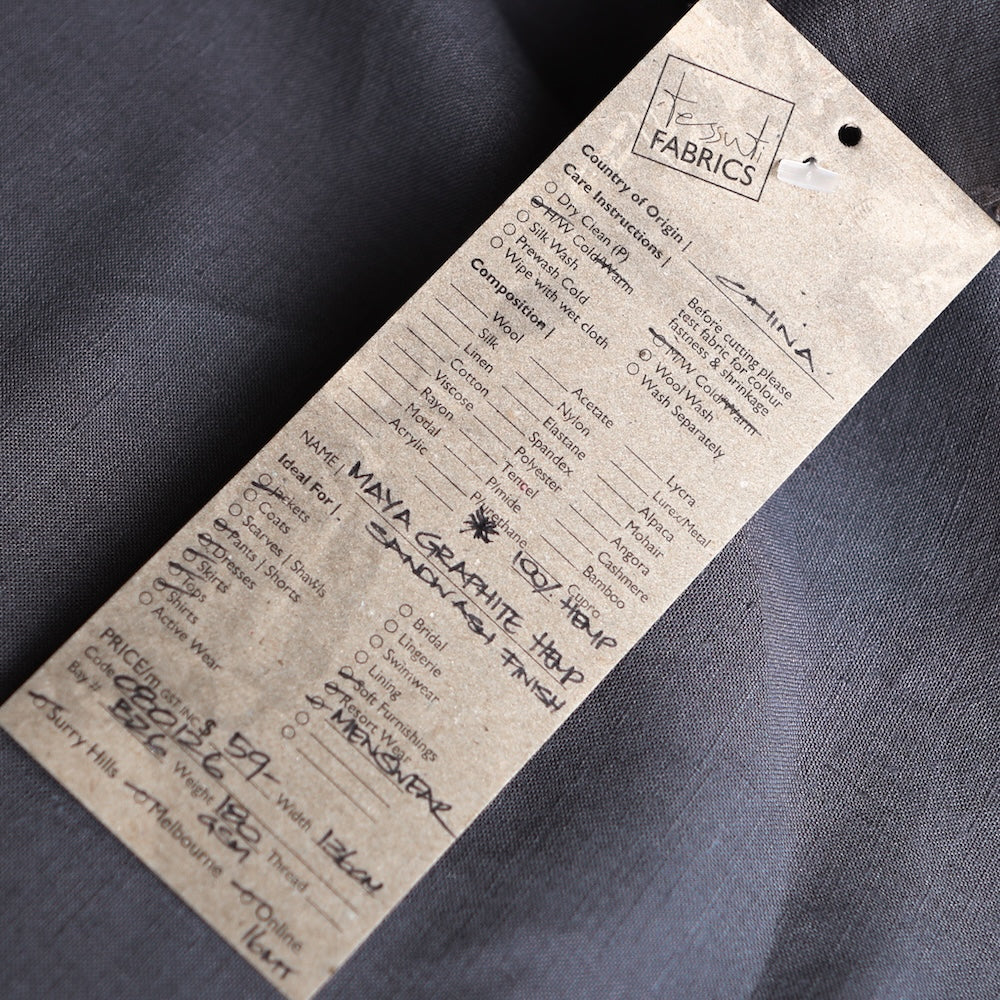Maya Graphite Hemp - Sandwashed Finish - Image 3