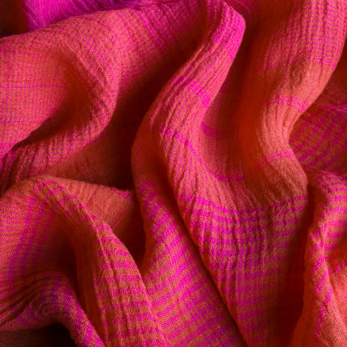 Menorca Sunset Check Crinkle Linen - Image 3