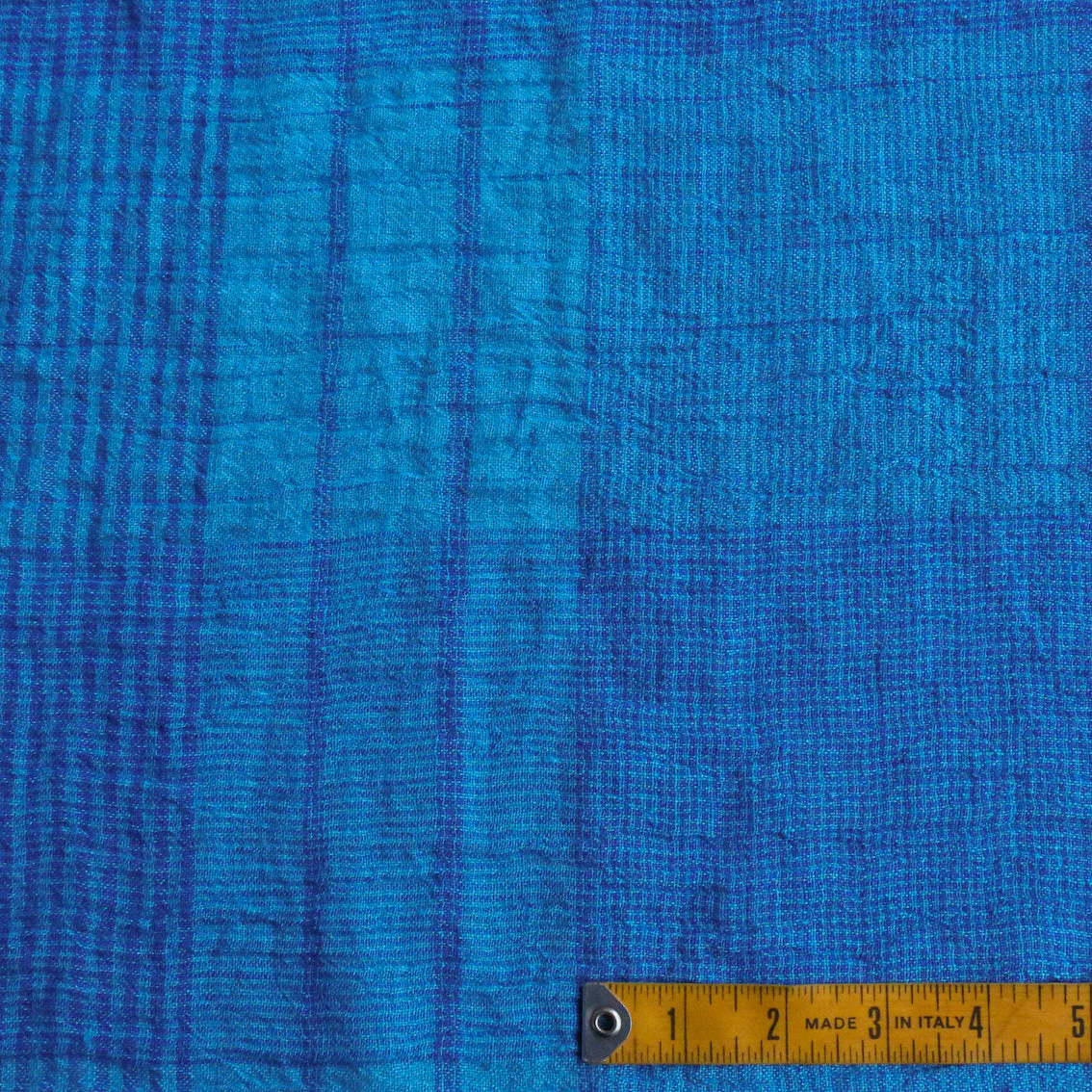 Menorca Turquoise Check Crinkle Linen - Image 3