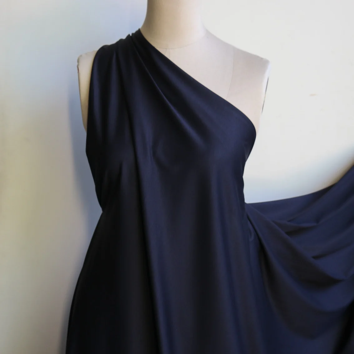 Mercerised Navy Cotton Knit - Image 3
