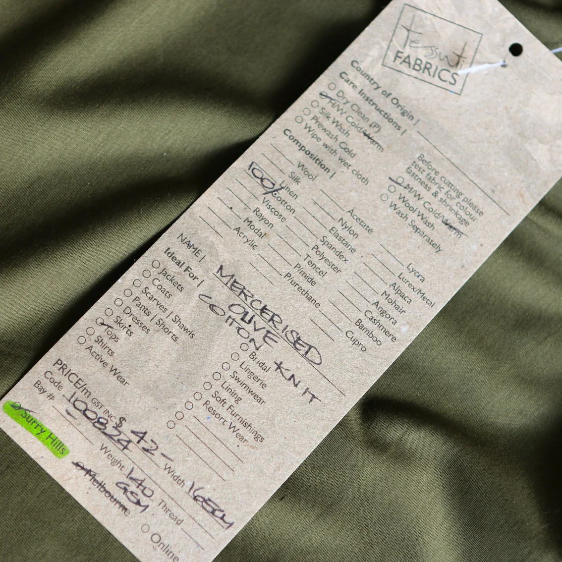 Mercerised Olive Cotton Knit - Image 3