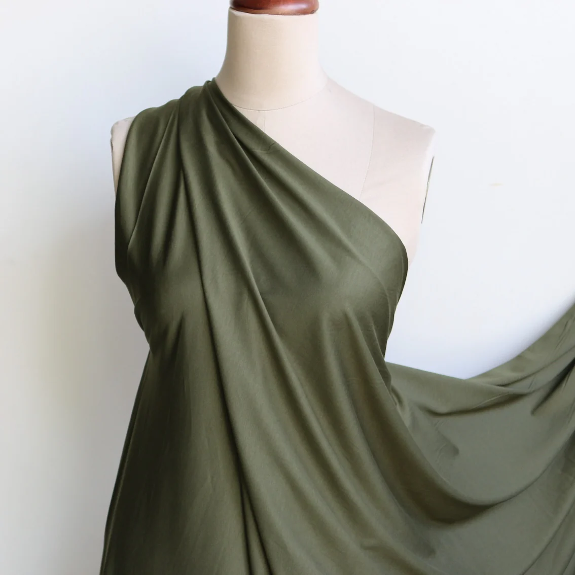 Mercerised Olive Cotton Knit - Image 4