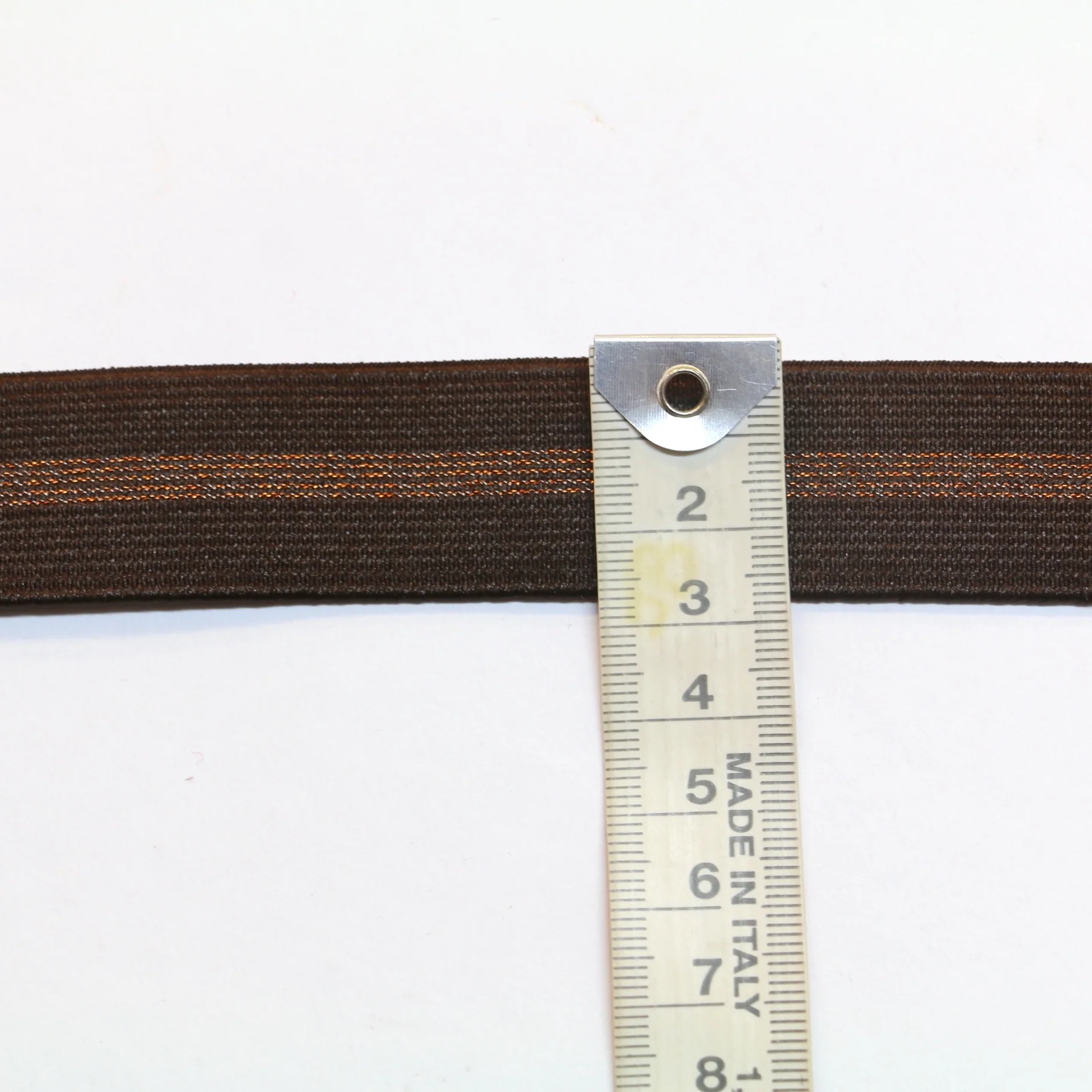 Metallic Fancy Elastic (25mm/ 1") - Brown/Metallic Copper Stripe - Image 2