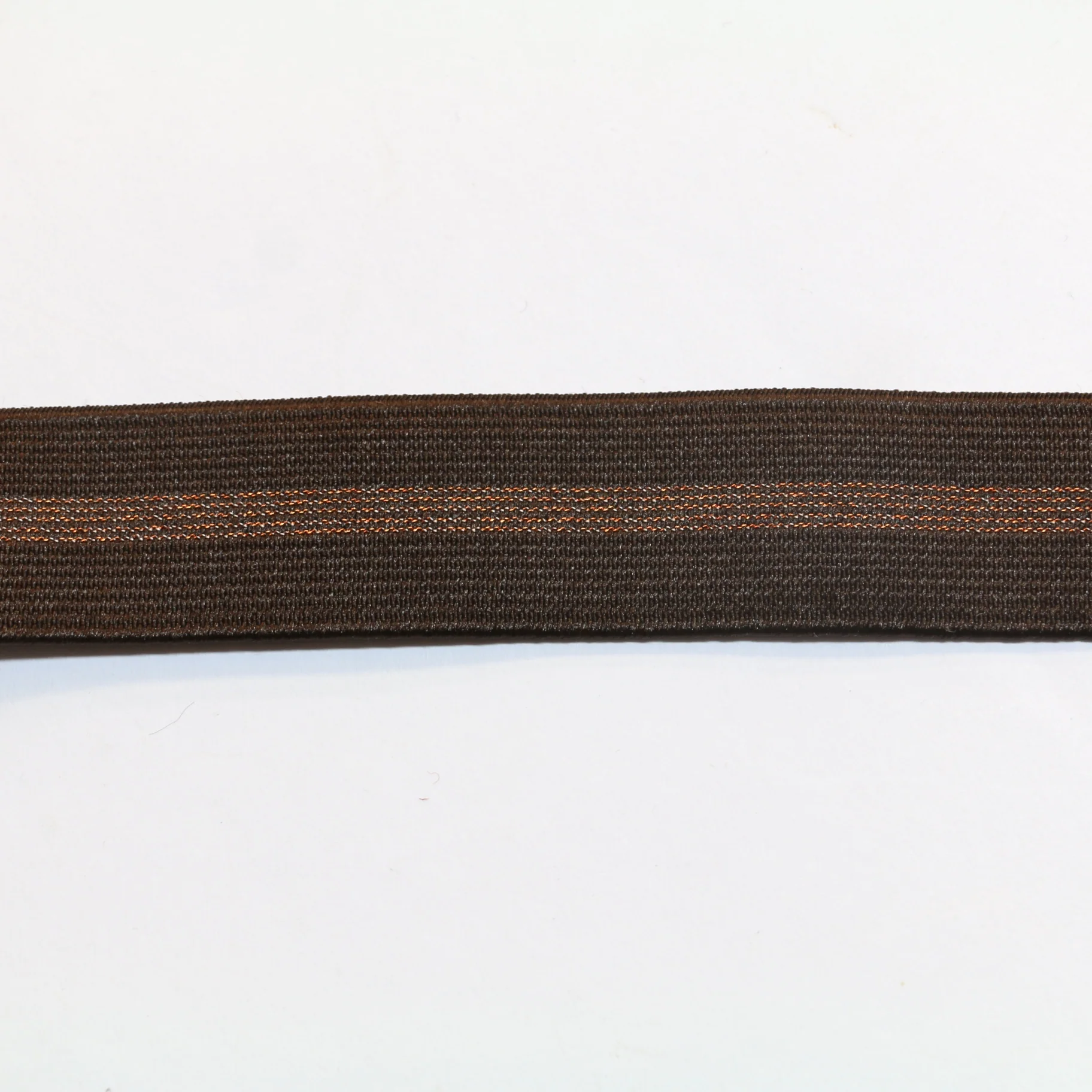 Metallic Fancy Elastic (25mm/ 1") - Brown/Metallic Copper Stripe - Image 3