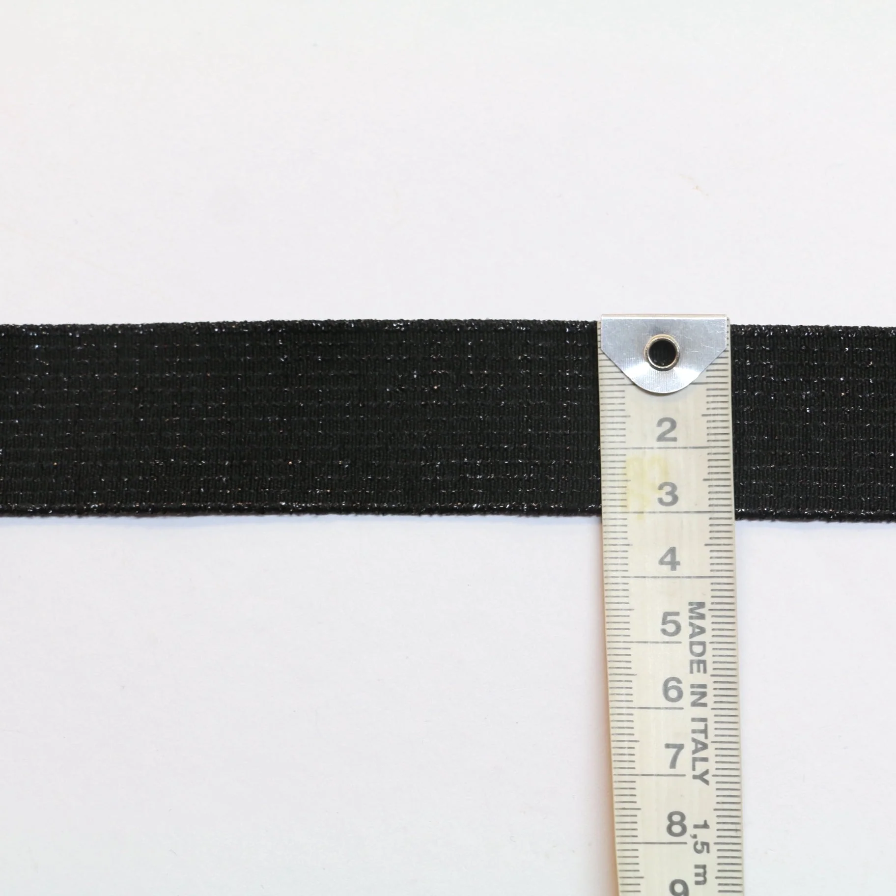 Metallic Fancy Elastic (30mm/ 1 1/4") - Striped Black/Black Metallic - Image 2