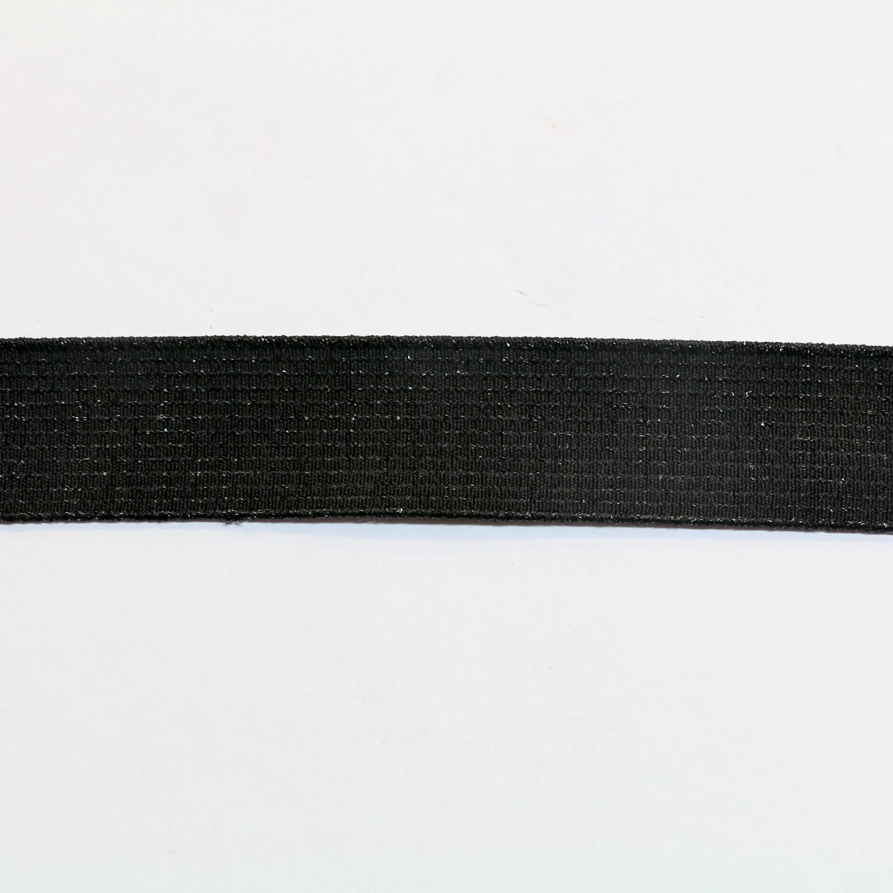 Metallic Fancy Elastic (30mm/ 1 1/4") - Striped Black/Black Metallic - Image 3