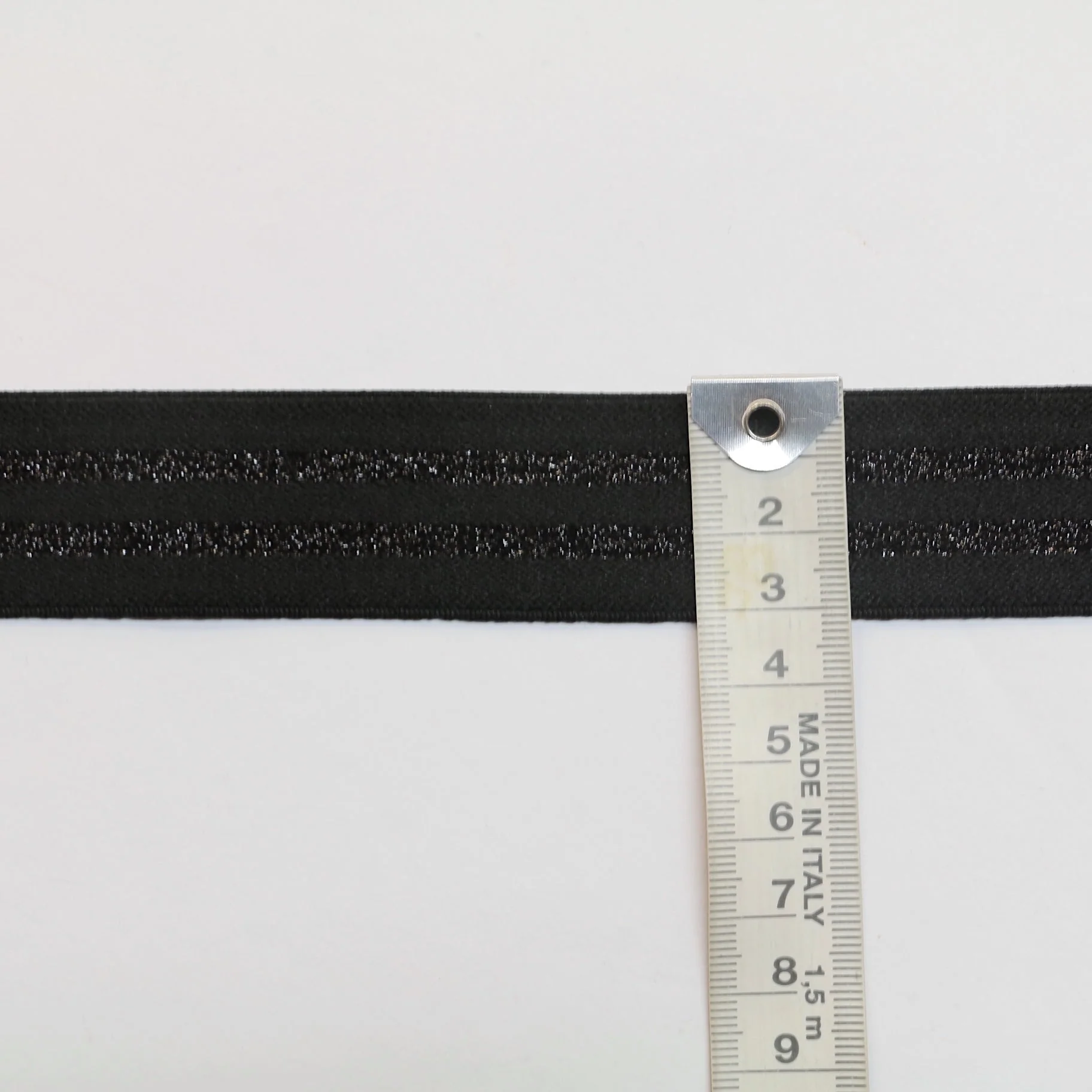 Metallic Fancy Elastic (30mm/1 1/8") - Black/Metallic Black Stripes - Image 3