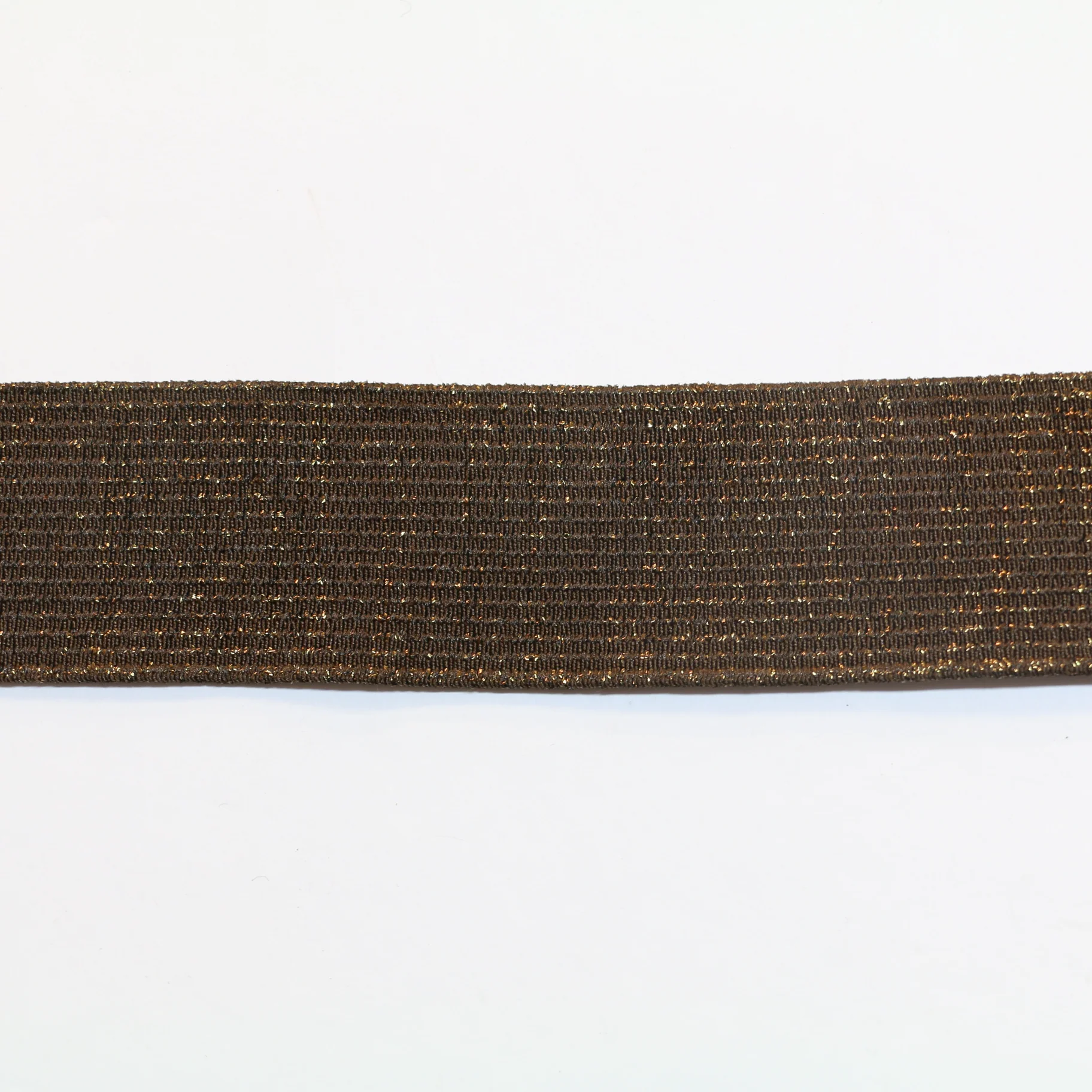 Metallic Fancy Elastic (40mm/ 1 1/2") - Striped Brown/Brown Metallic - Image 2