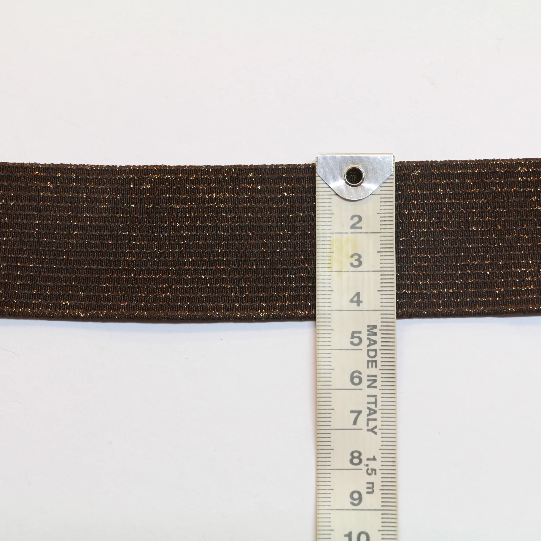 Metallic Fancy Elastic (40mm/ 1 1/2") - Striped Brown/Brown Metallic - Image 3