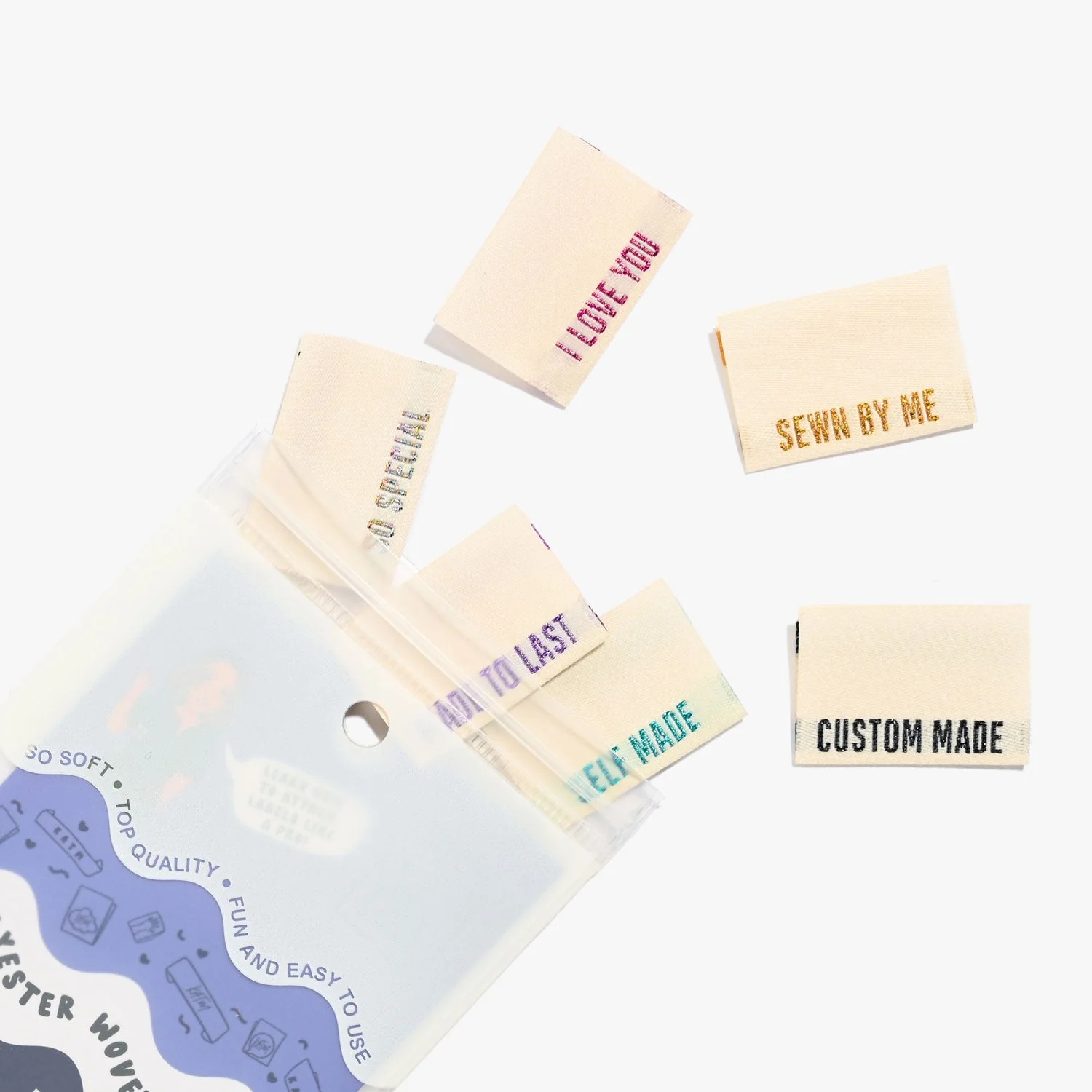 Metallic Side Seams Mixed Quotes - Cream - KATM Labels