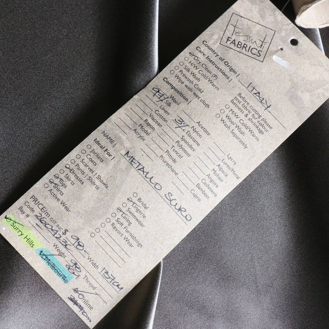Metallo Scuro Stretch Silk Satin - Image 3