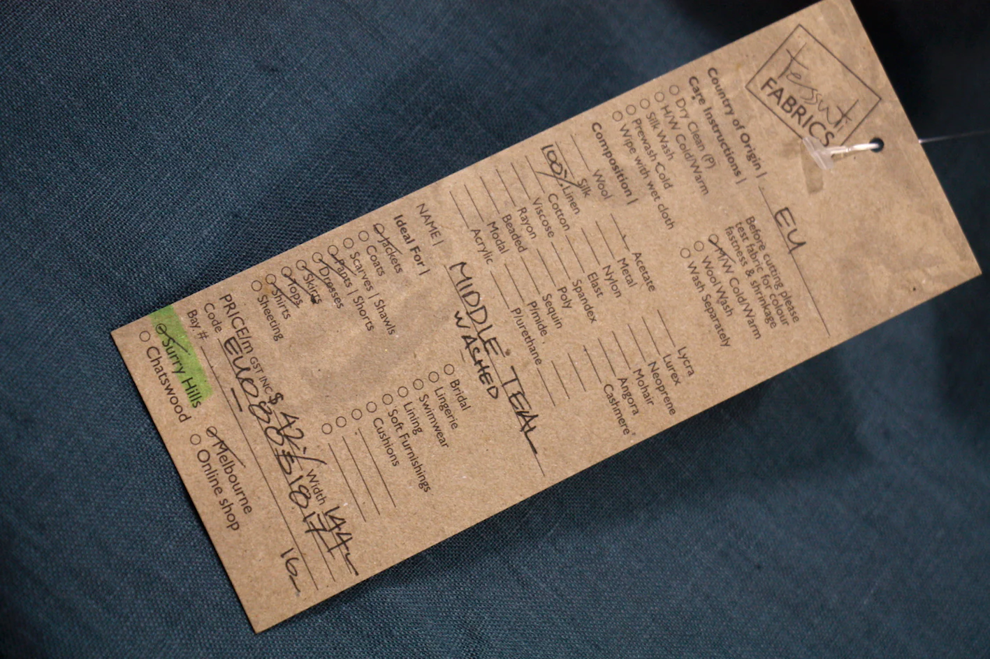 Middle Teal Washed Linen - Image 2
