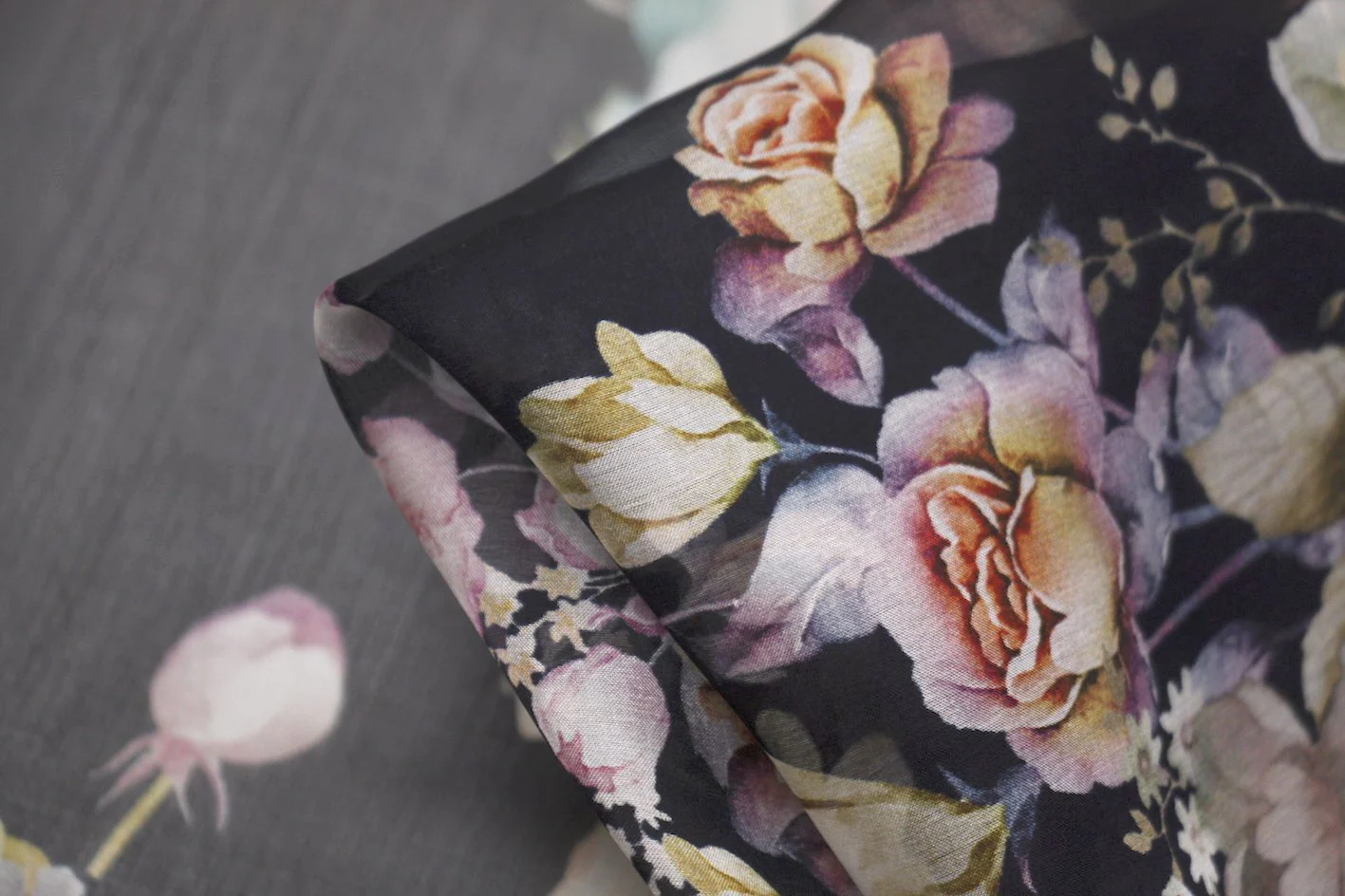 Midnight Blooms - Silk Chiffon