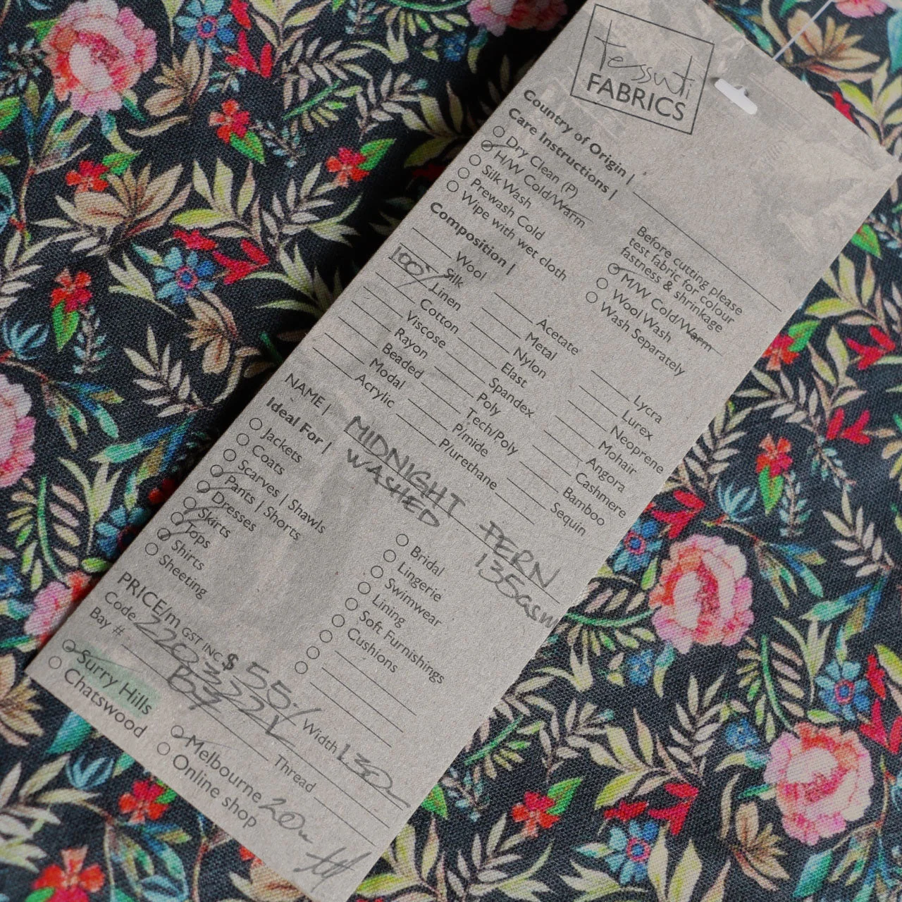 Midnight Fern Washed Printed Linen - Image 5