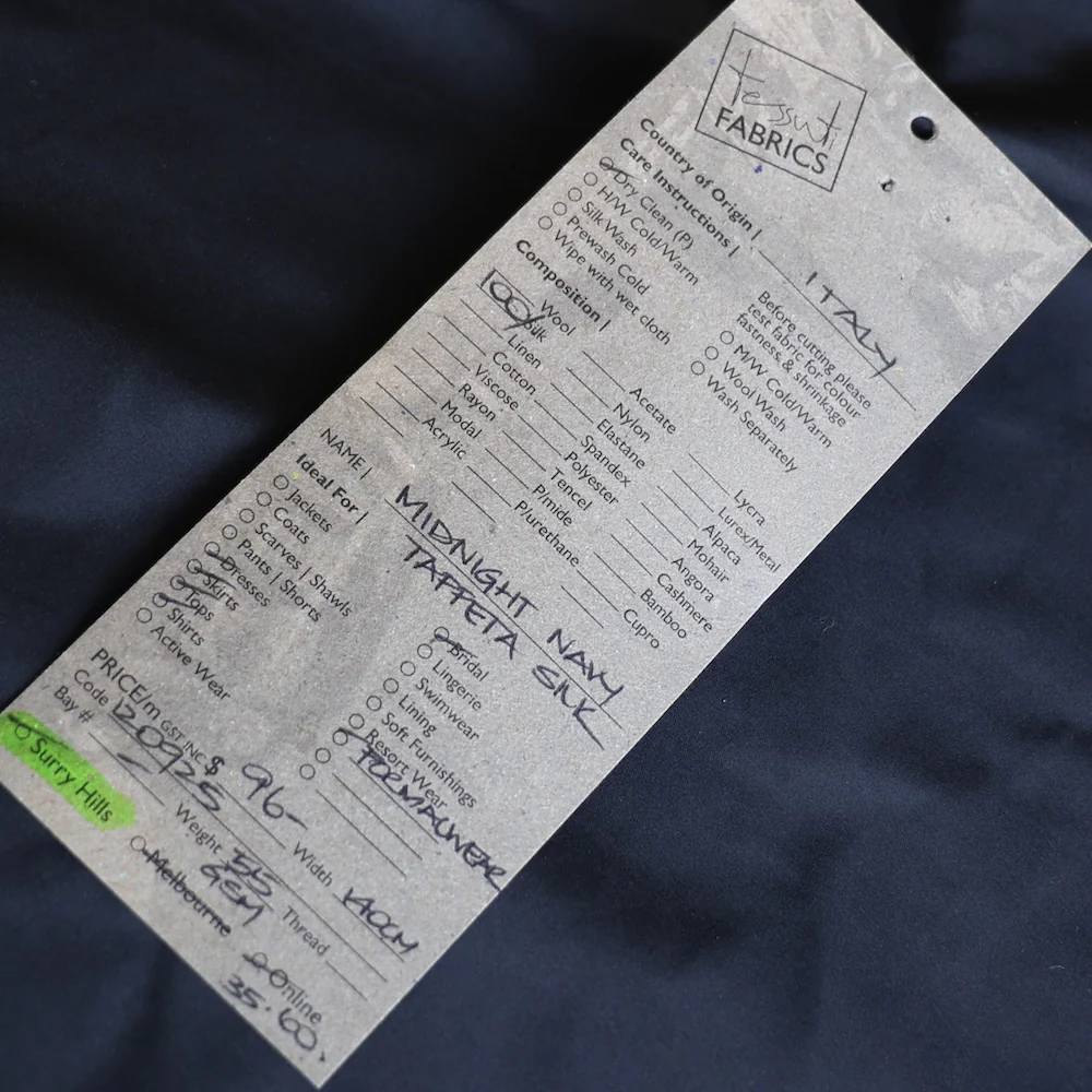 Midnight Navy Taffeta Silk - Image 3
