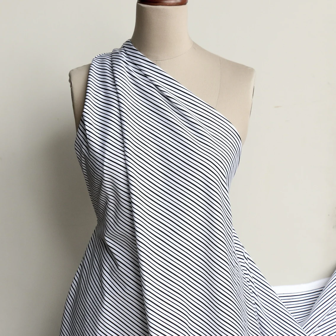 Mill Stripe Black Stretch Microprene - Image 4