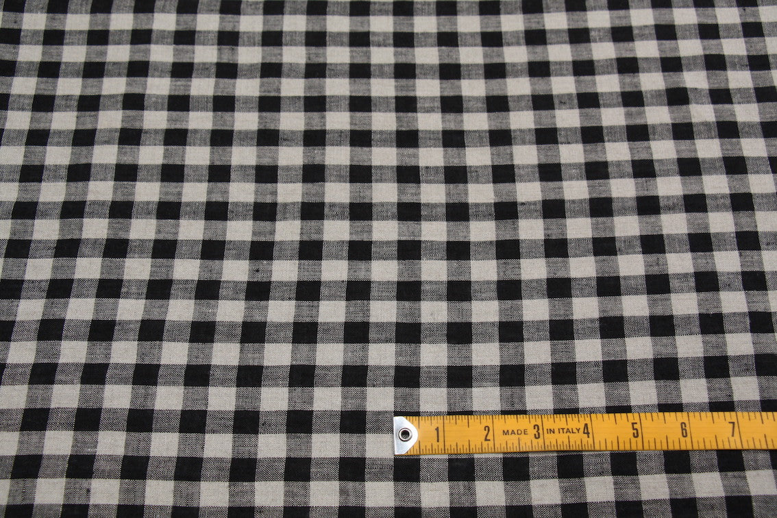Mina Check Black Washed Linen - Image 2