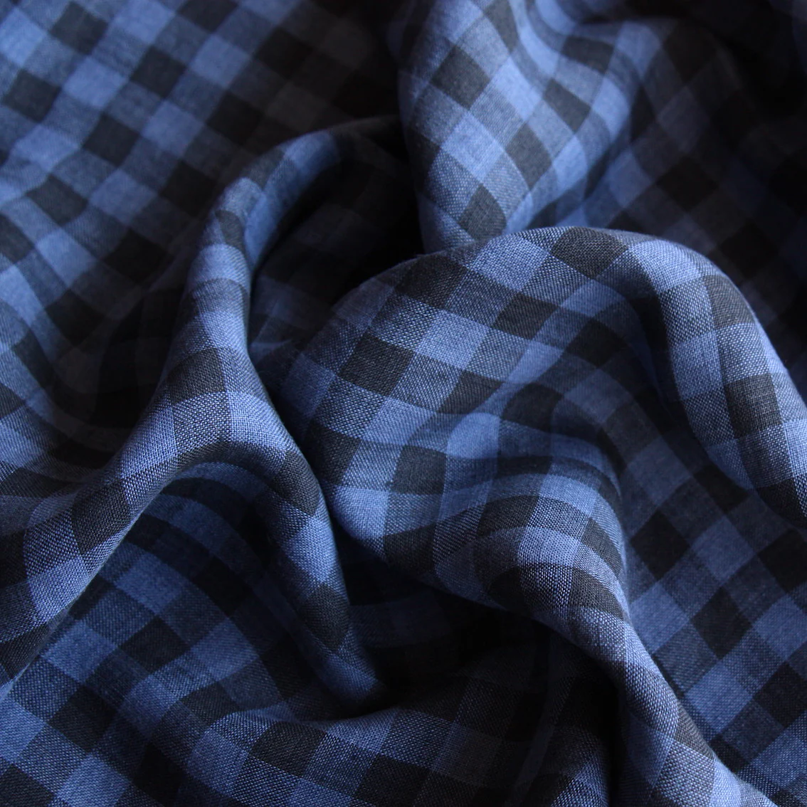 Mina Check Denim Washed Linen - Image 2