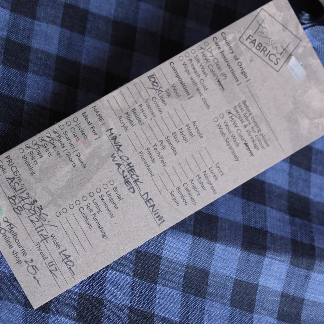Mina Check Denim Washed Linen - Image 4
