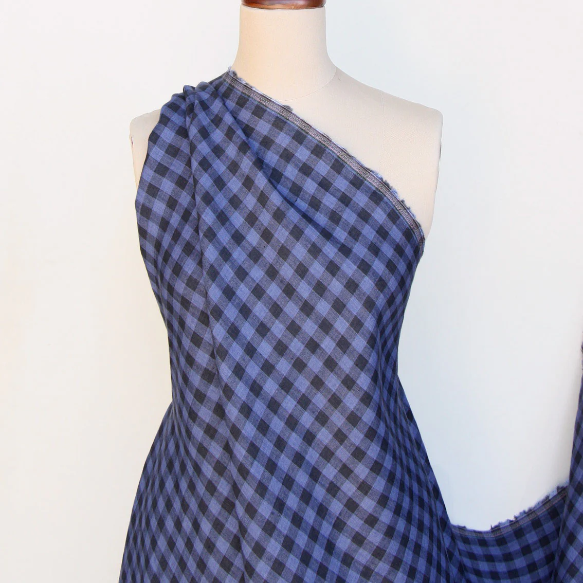 Mina Check Denim Washed Linen - Image 5