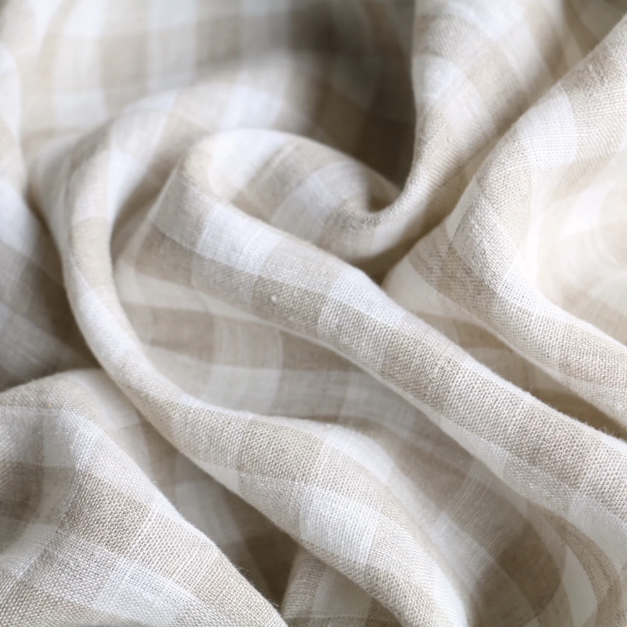Mina Check Natural Washed Linen - Image 2