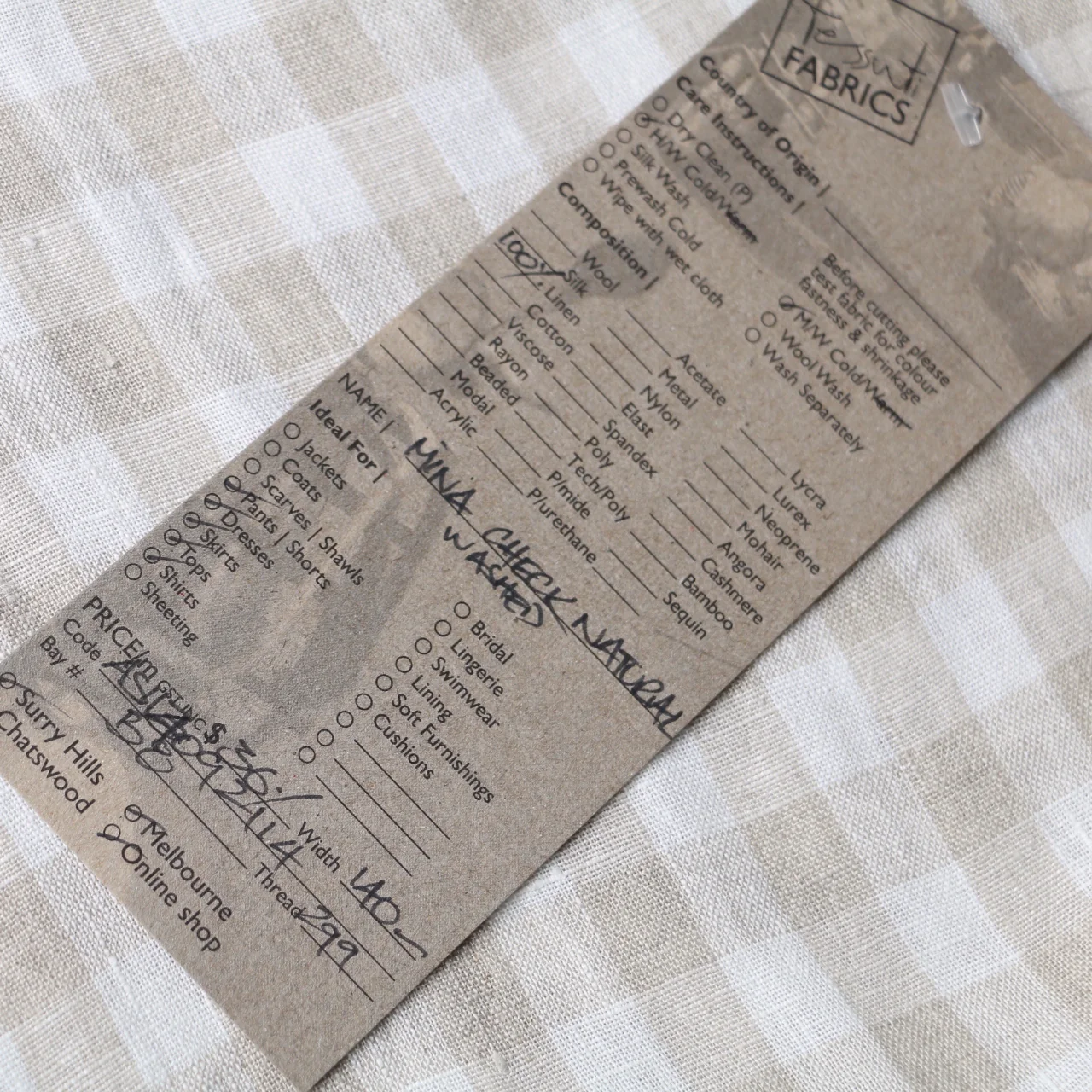 Mina Check Natural Washed Linen - Image 6