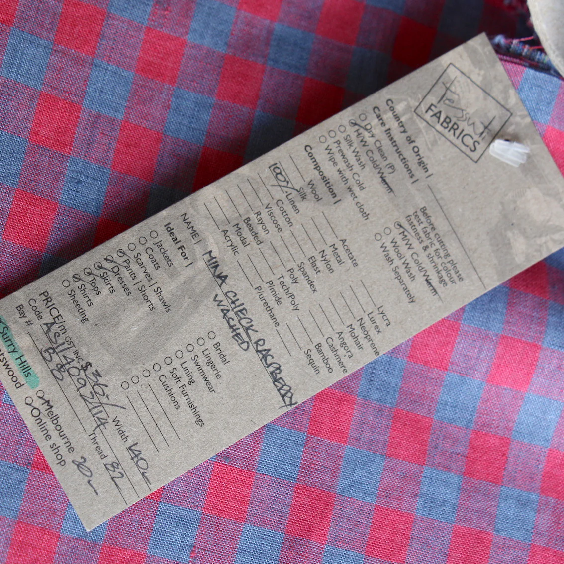 Mina Check Raspberry Washed Linen - Image 4
