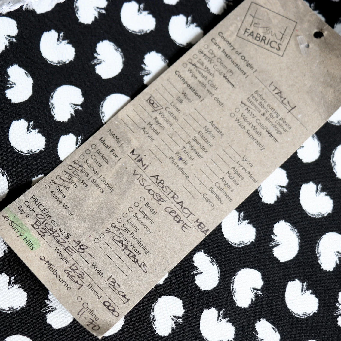 Mini Abstract Mela Black Viscose - Image 3