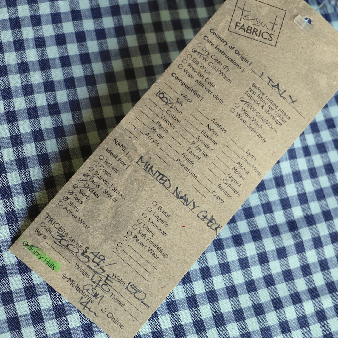 Minted Navy Check Linen - Image 4