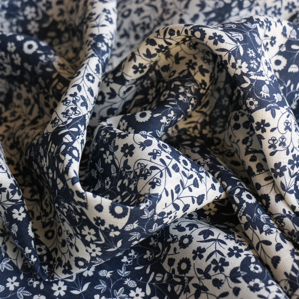 Mirabelle Mono Navy - Liberty Sycamore Linen - Image 2